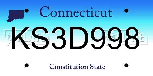 KS3D998 Connecticut License Plate