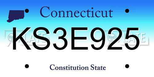 KS3E925 Connecticut License Plate