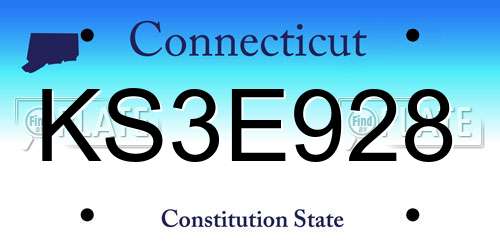 KS3E928 Connecticut License Plate