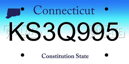 KS3Q995 Connecticut License Plate