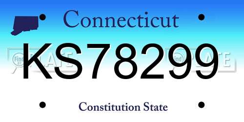 KS78299 Connecticut License Plate