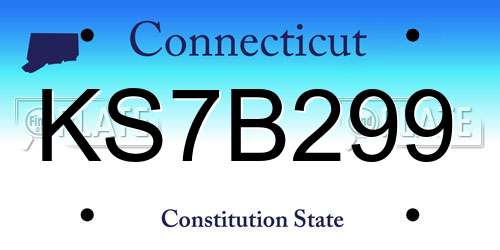 KS7B299 Connecticut License Plate