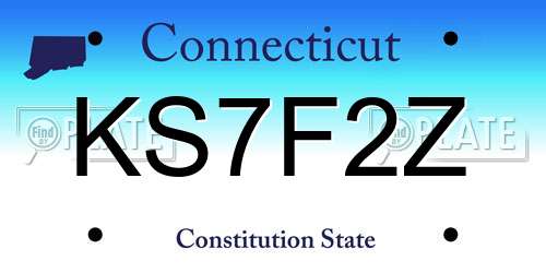 KS7F2Z Connecticut License Plate