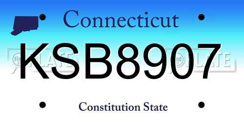 KSB8907 Connecticut License Plate