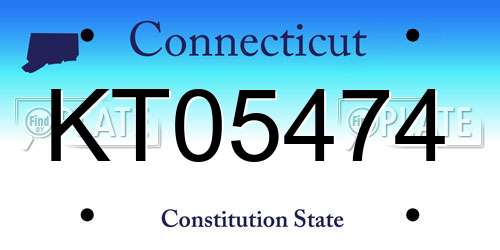 KT05474 Connecticut License Plate
