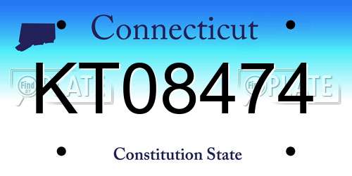 KT08474 Connecticut License Plate