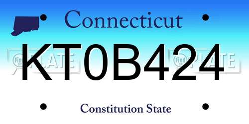 KT0B424 Connecticut License Plate