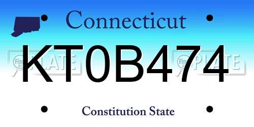 KT0B474 Connecticut License Plate