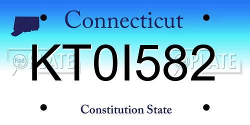 KT0I582 Connecticut License Plate