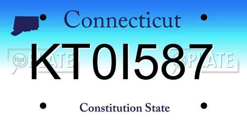 KT0I587 Connecticut License Plate