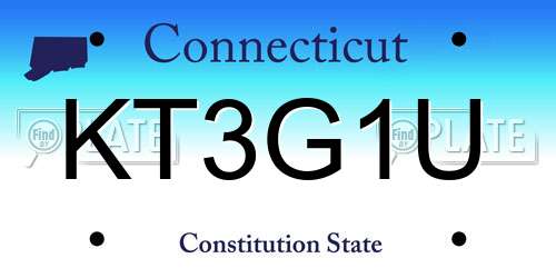 KT3G1U Connecticut License Plate