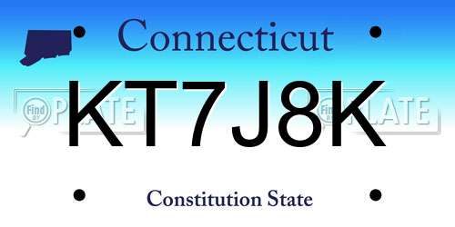 KT7J8K Connecticut License Plate