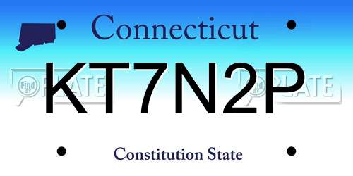 KT7N2P Connecticut License Plate