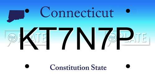 KT7N7P Connecticut License Plate