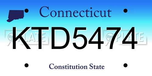 KTD5474 Connecticut License Plate
