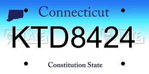 KTD8424 Connecticut License Plate