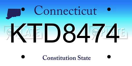 KTD8474 Connecticut License Plate