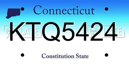 KTQ5424 Connecticut License Plate