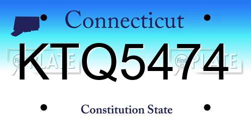KTQ5474 Connecticut License Plate