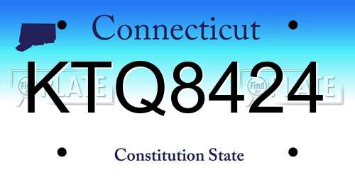 KTQ8424 Connecticut License Plate