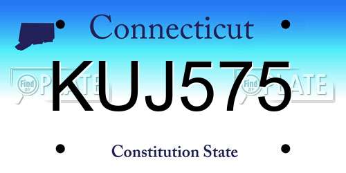 KUJ575 Connecticut License Plate