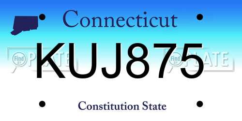 KUJ875 Connecticut License Plate