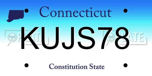 KUJS78 Connecticut License Plate