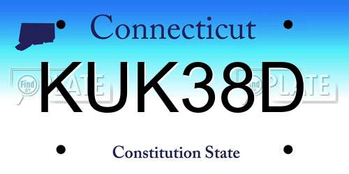 KUK38D Connecticut License Plate
