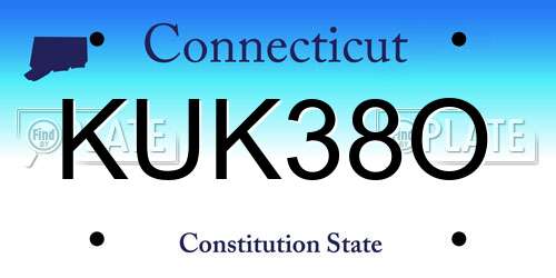 KUK38O Connecticut License Plate