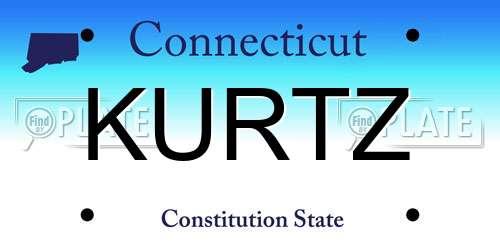 KURTZ Connecticut License Plate