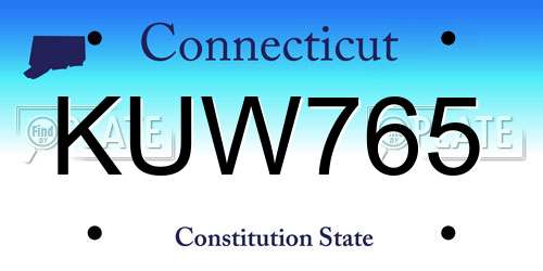 KUW765 Connecticut License Plate