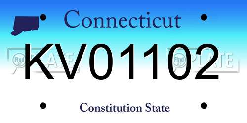 KV01102 Connecticut License Plate
