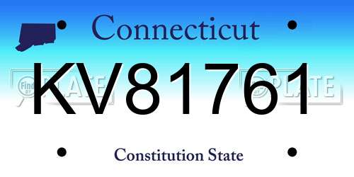 KV81761 Connecticut License Plate
