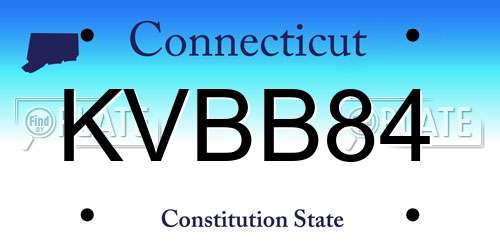 KVBB84 Connecticut License Plate