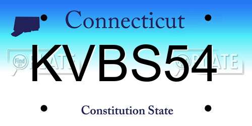 KVBS54 Connecticut License Plate