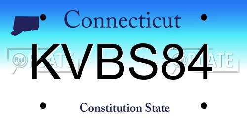 KVBS84 Connecticut License Plate