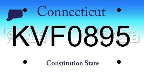 KVF0895 Connecticut License Plate