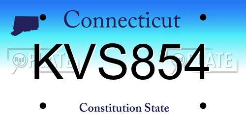 KVS854 Connecticut License Plate