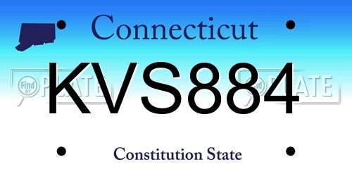 KVS884 Connecticut License Plate