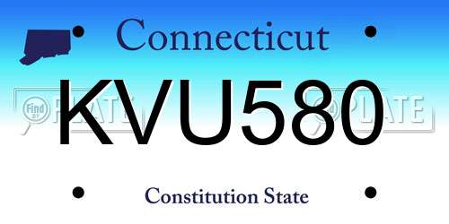 KVU580 Connecticut License Plate