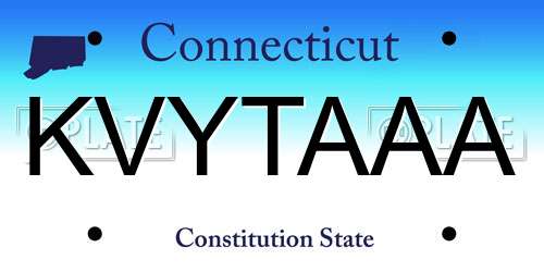 KVYTAAA Connecticut License Plate