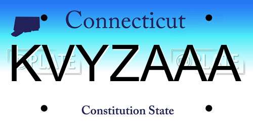 KVYZAAA Connecticut License Plate