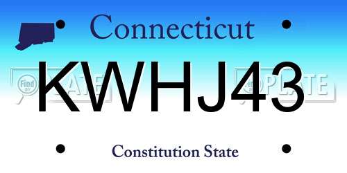 KWHJ43 Connecticut License Plate