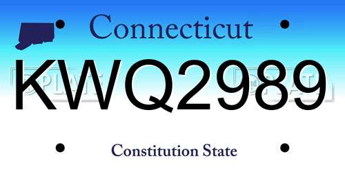 KWQ2989 Connecticut License Plate