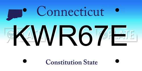 KWR67E Connecticut License Plate