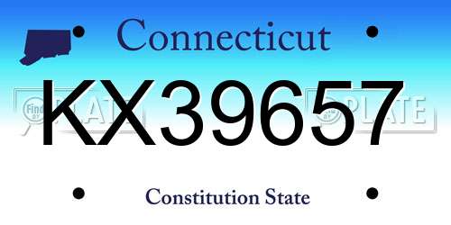KX39657 Connecticut License Plate