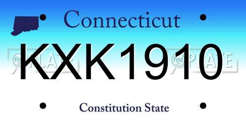 KXK1910 Connecticut License Plate