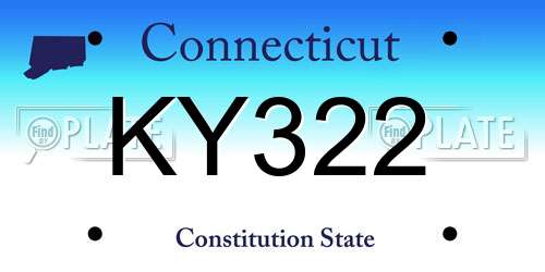 KY322 Connecticut License Plate