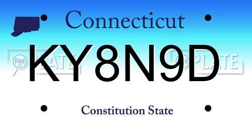 KY8N9D Connecticut License Plate