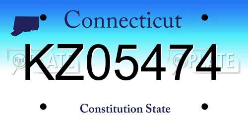 KZ05474 Connecticut License Plate